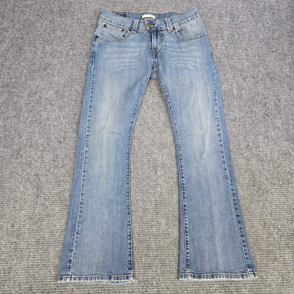Levi's 542 Low Flare Jeans Women's 8M 32x32 Blue Vtg Y2K Low Rise Flap Pocket